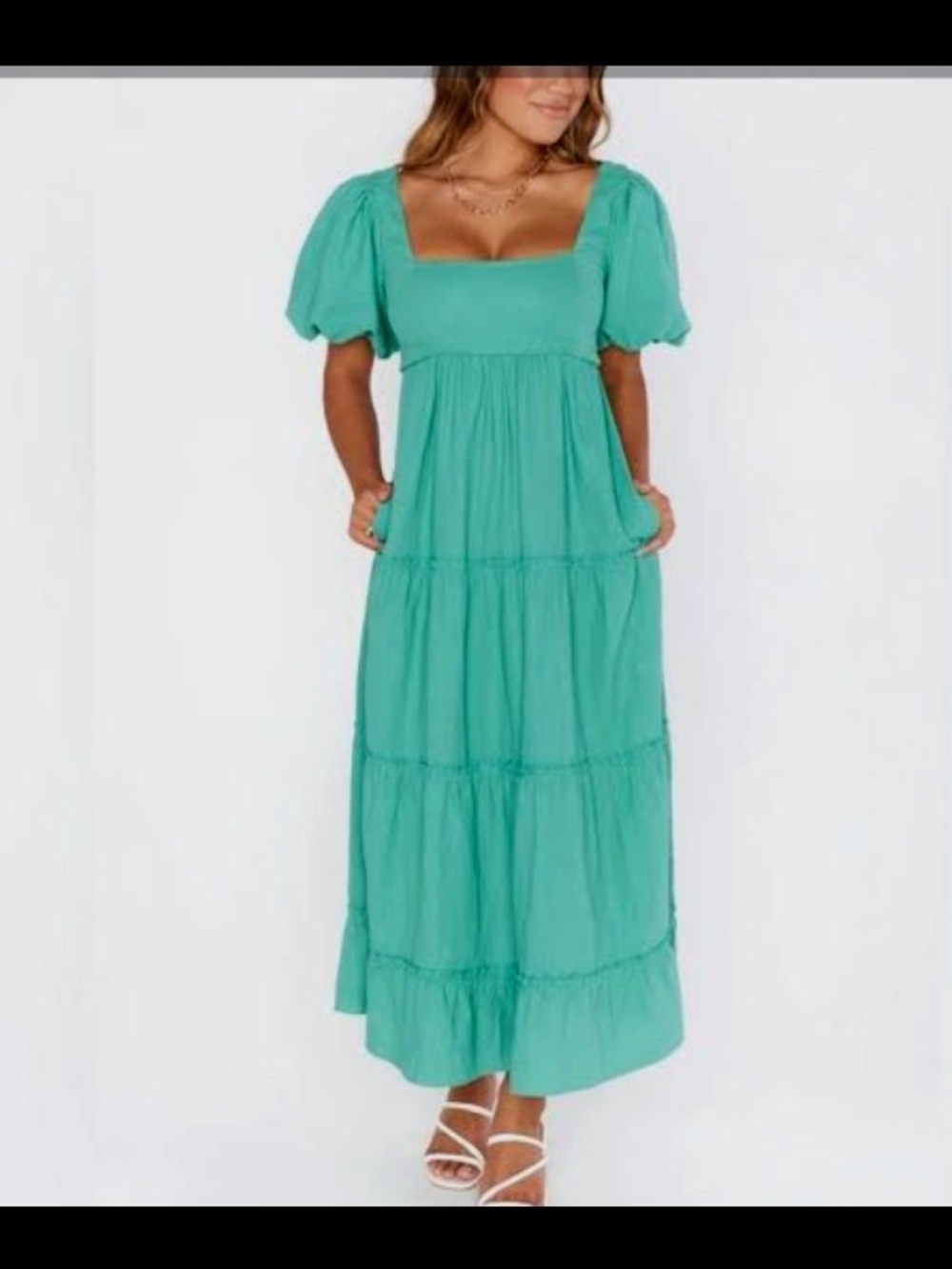 SHOW ME YOUR MUMU NWT TIERED LINEN DRESS - Picture 3 of 4